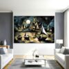 Abstract Fantasy Landscape Print | Dreamy Geometric Night Scene