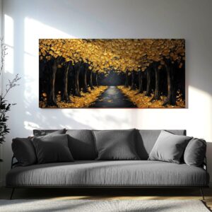 Black gold wall art in modern interior