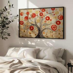 Paradise apple tree print in black frame, ideal for bedroom
