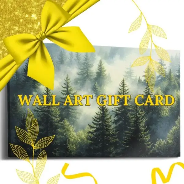 Digital gift card for purchasing wall art, redeemable for canvas prints
