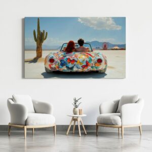 Youthful Adventure Canvas | Bohemian Desert Road Trip Art